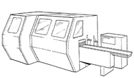 Integral enclosure – close fitting round feed area with controls outside and overlapping strips across opening.