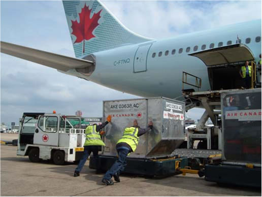 Air Canada with cargo loader