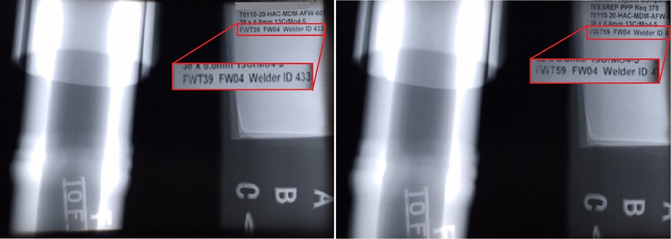 Fig 1: Radiographs of tube welds