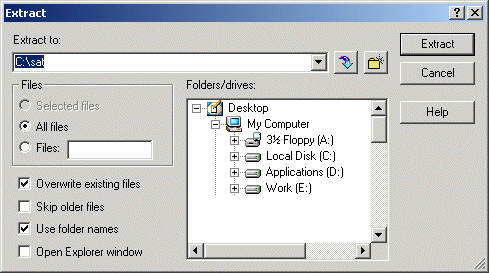 screenshot of winzip dialog box