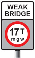 A road sign describing the maximum weight, and why